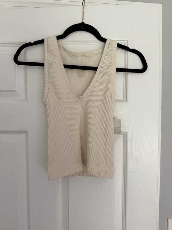 Free People Tops - Free People Cream Ribbed V-Neck Tank